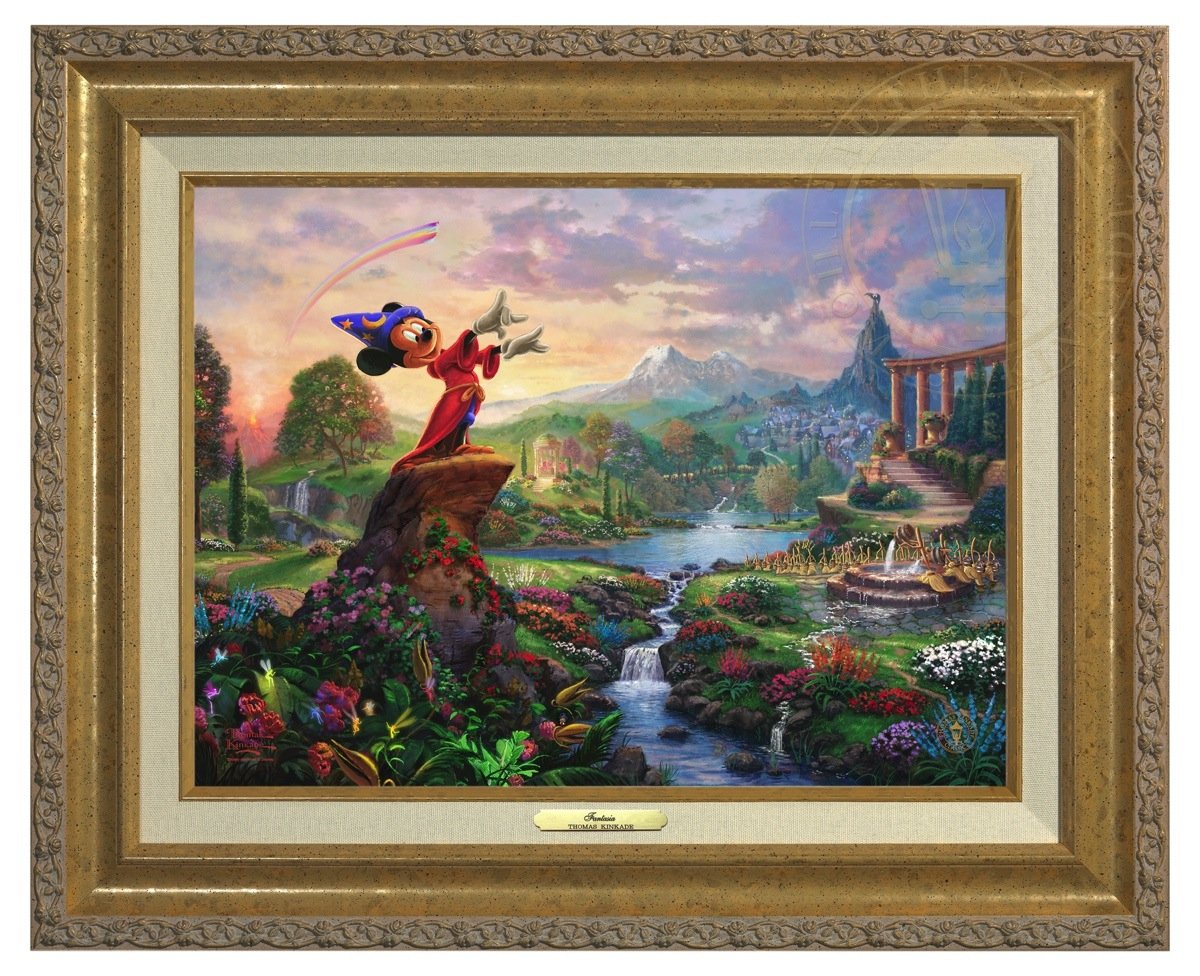 Mickey the sorcerer stands in the center of it, using his magic to orchestrate the sublime dance going on about him - Antique Gold Frame