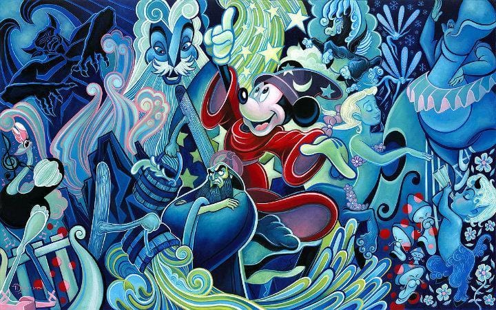 Sorcerer Mickey out at sea...commanding all the powerful sea warriors
