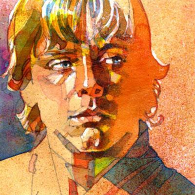 Vintage style portrait of young Luke Skywalker - Closeup