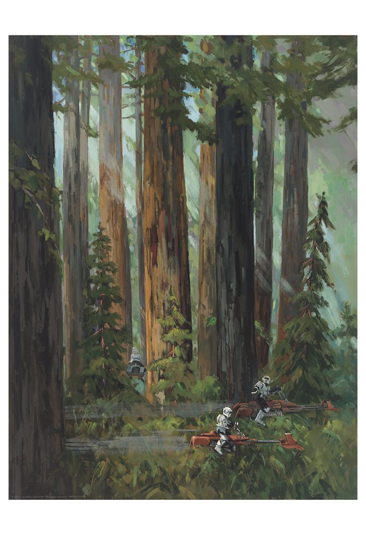 On Endor, scout troopers riding speeder bikes patrolled the forests,