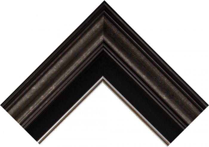 This captivating molding starts with striking antique pewter finish weaving blacks, gray and just subtle hints of silver peaking out