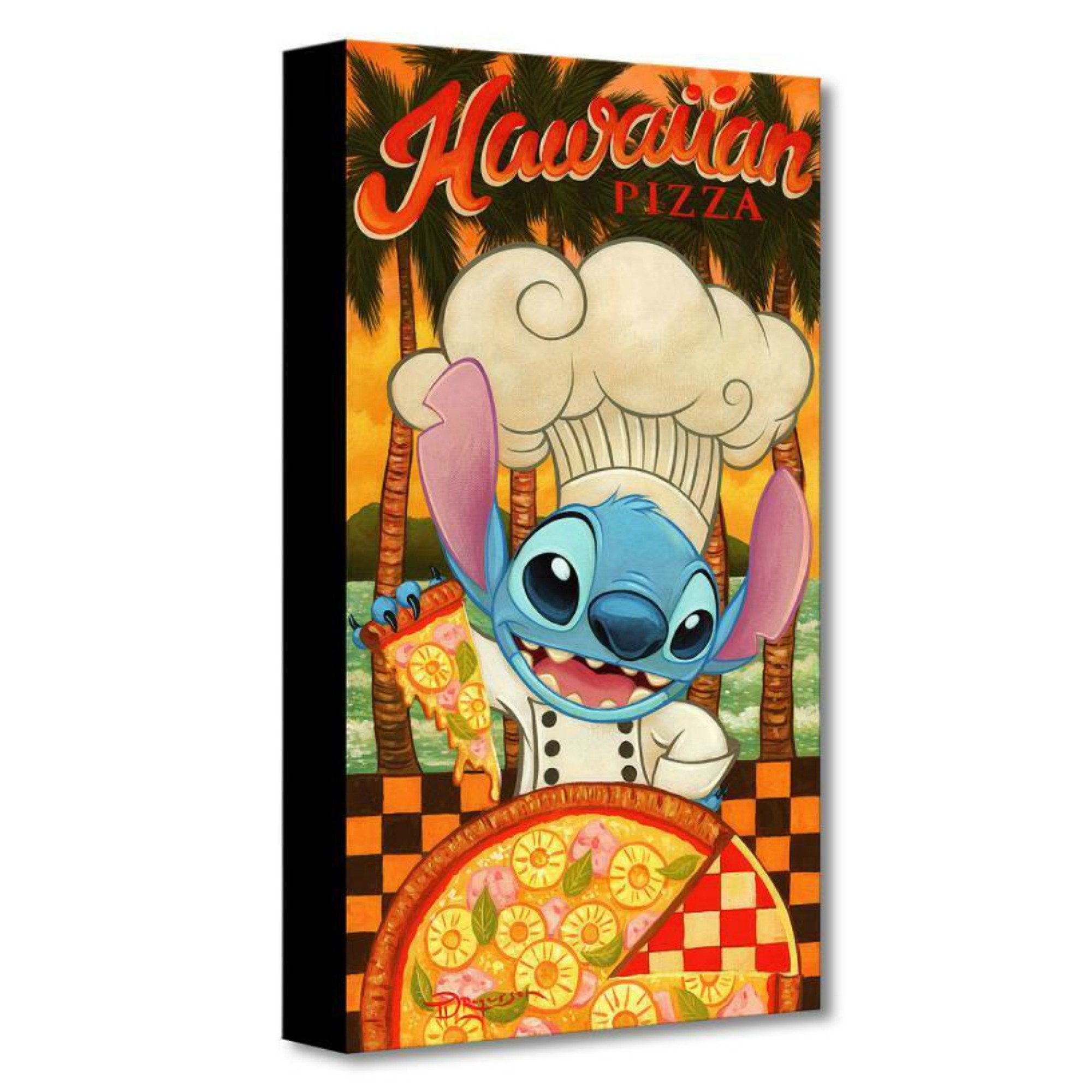  Hawaiian Pizza by Tim Rogerson  Chef Stitch is all smiles in this billboard style cameo poses, holding a slice of pineapple pizza.