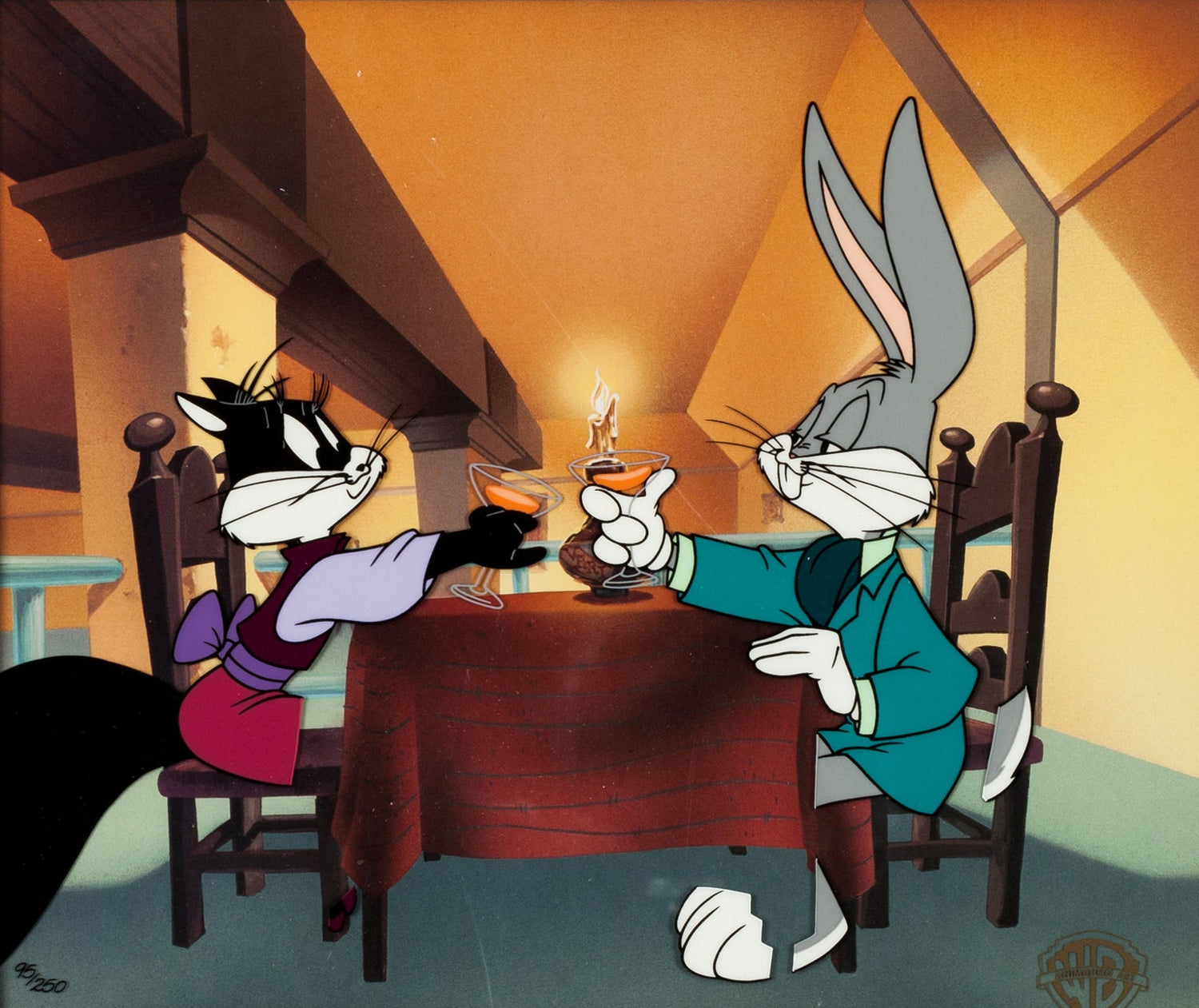 Bugs and Kitty making a toast.