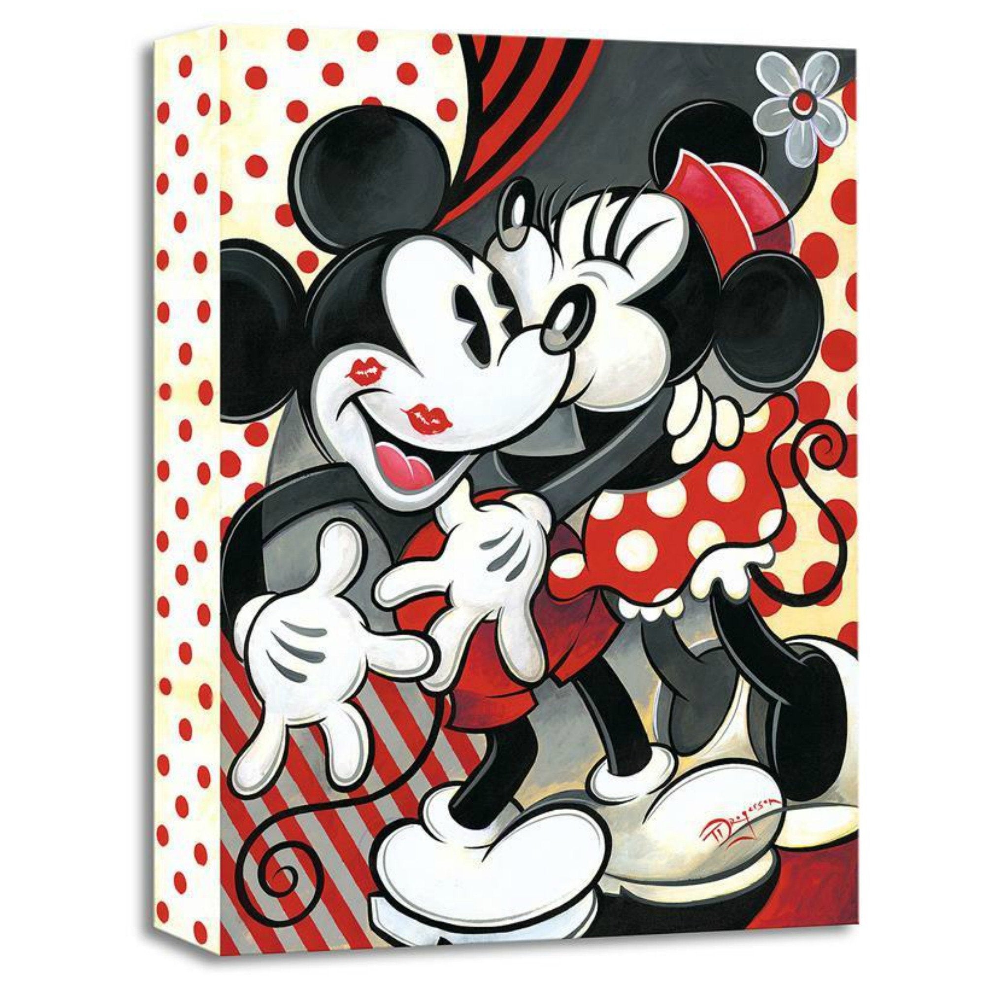 Hugs and Kisses by Tim Rogerson   Minnie giving Mickey hugs and lots of red kisses.