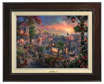 Lady and the Tramp by Thomas Kinkade Studios.  Lady meets Tramp - Espresso Frame