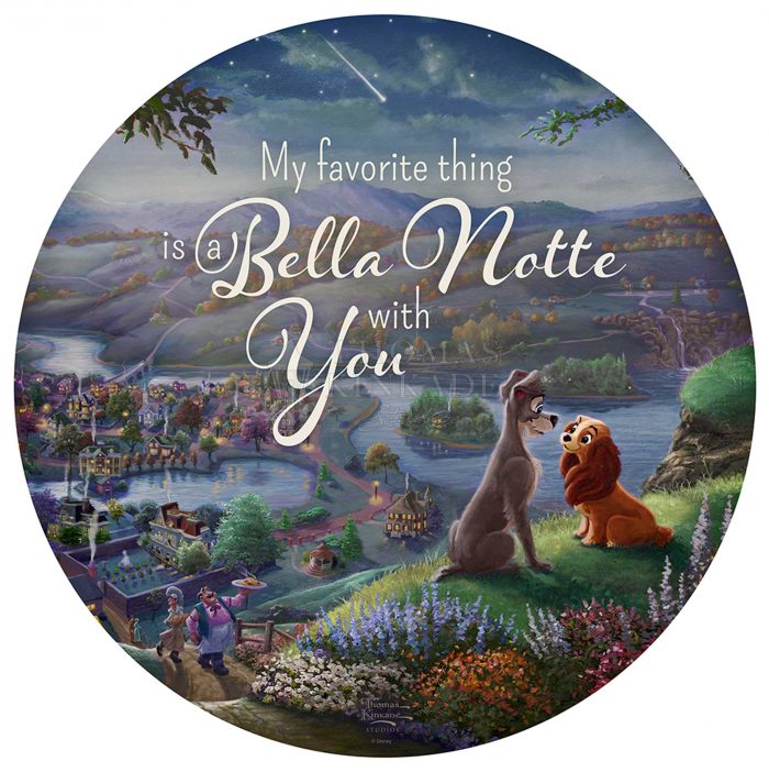 Lady and the Tramp sit gazing into each other’s eyes and falling-in-love they are seemingly unaware of the world around them.  Wood Signs