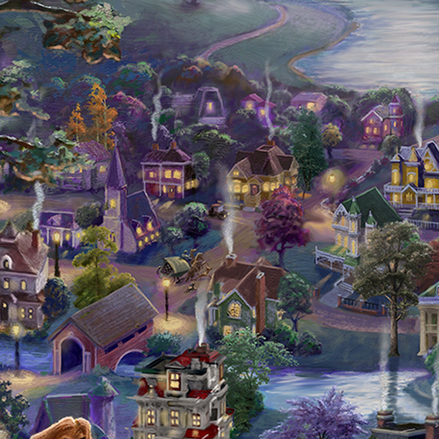 The village in the background is inspired by Walt Disney’s hometown of Marceline, Missouri.- closeup