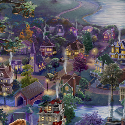 The village in the background is inspired by Walt Disney’s hometown of Marceline, Missouri.- closeup