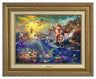 Little Mermaid by Thomas Kinkade.  Ariel and Prince Eric sitting by the shore - Antique Gold Frame