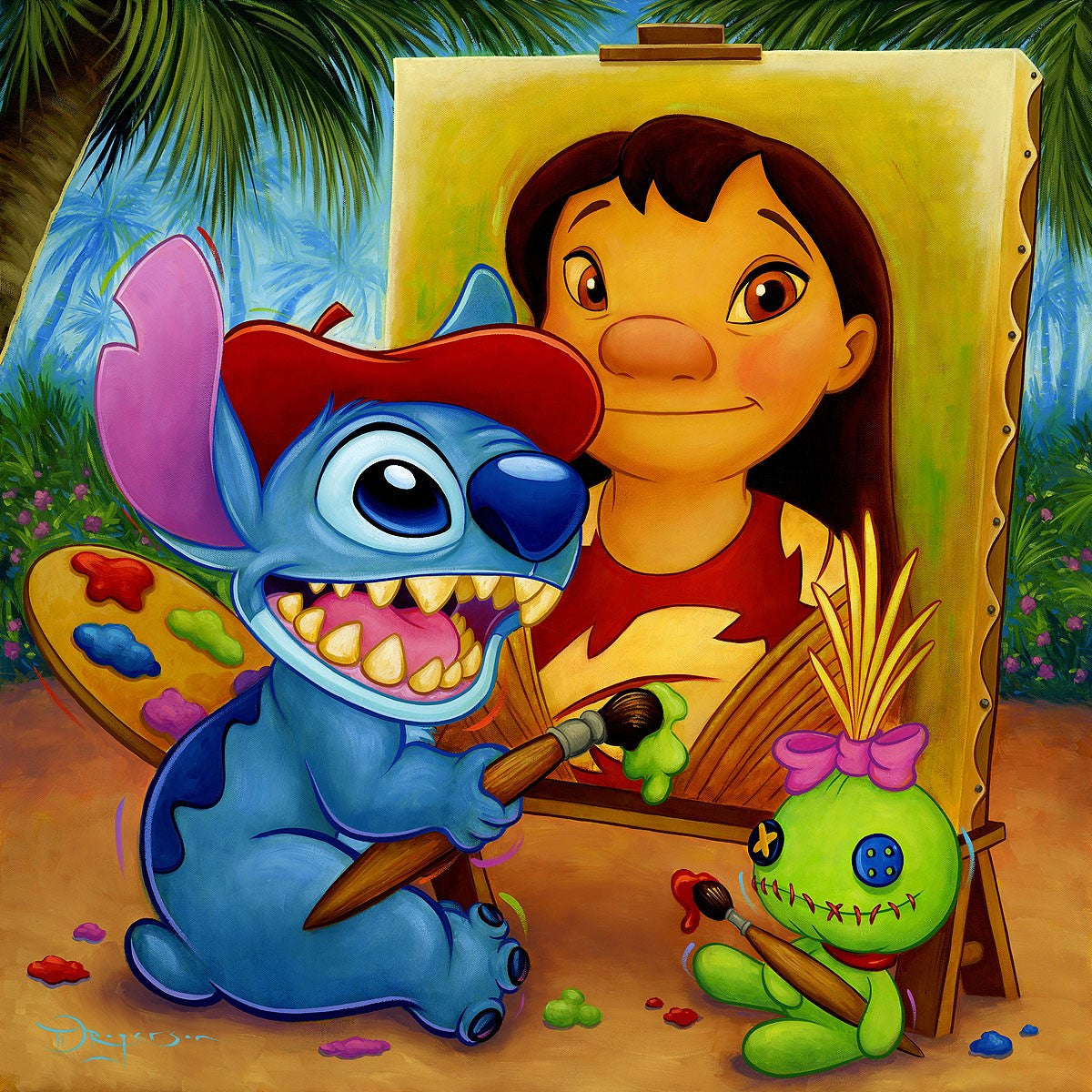 Stitch the artist has painted a portrait of Lilo.