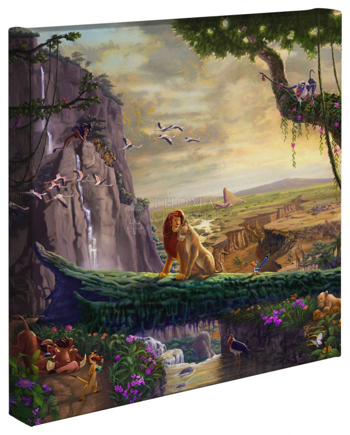 Simba and Nala, as a young adult, finding love, and in the distance presenting his son back on Pride Rock. 14x14