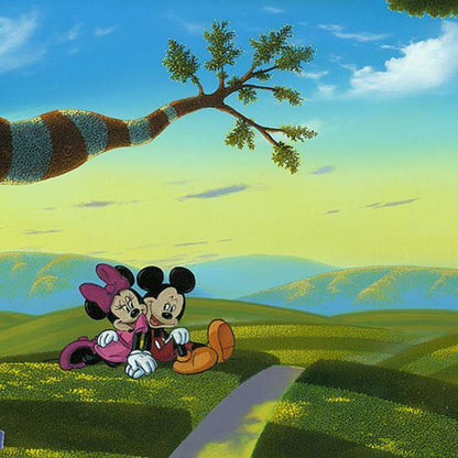 Lovin A New World by Michael Provenza.  Mickey and Minnie have discovered a whole new outdoor world together-closeup