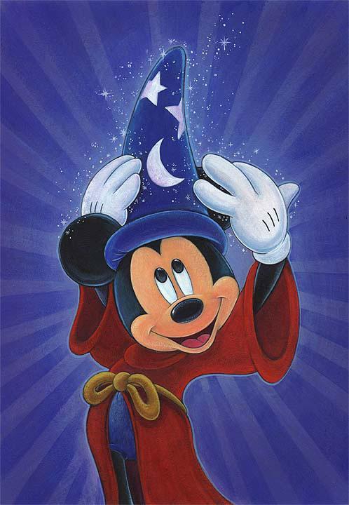 Mickey the Sorcerer tries on his Wizard hat