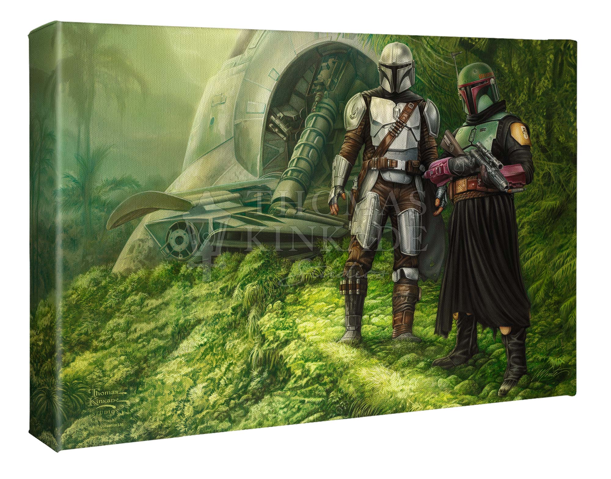 Features the legendary bounty hunters Boba Fett™ and Din Djarin™ - Gallery Wrap Canvas