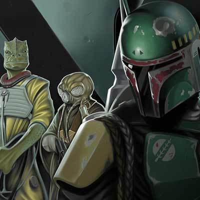 Boba Fett gives his marching orders - Closeup