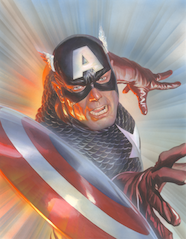 Captain American throws his shield.