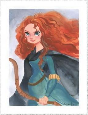 Portrait of Merida with Bow in hand, inspired by Walt's Disney Film "Brave"- Paper