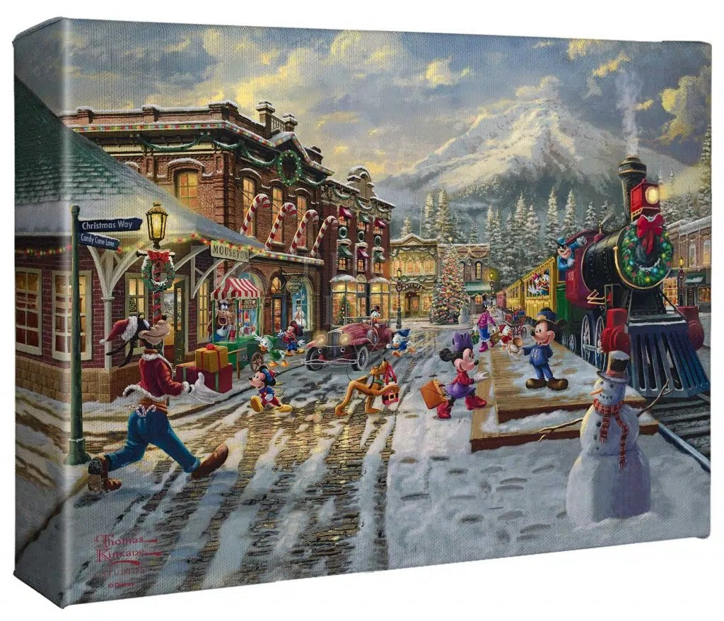 All aboard! Mickey and friends are loading up onto the Candy Cane Express.  8X10 Gallery Wrap