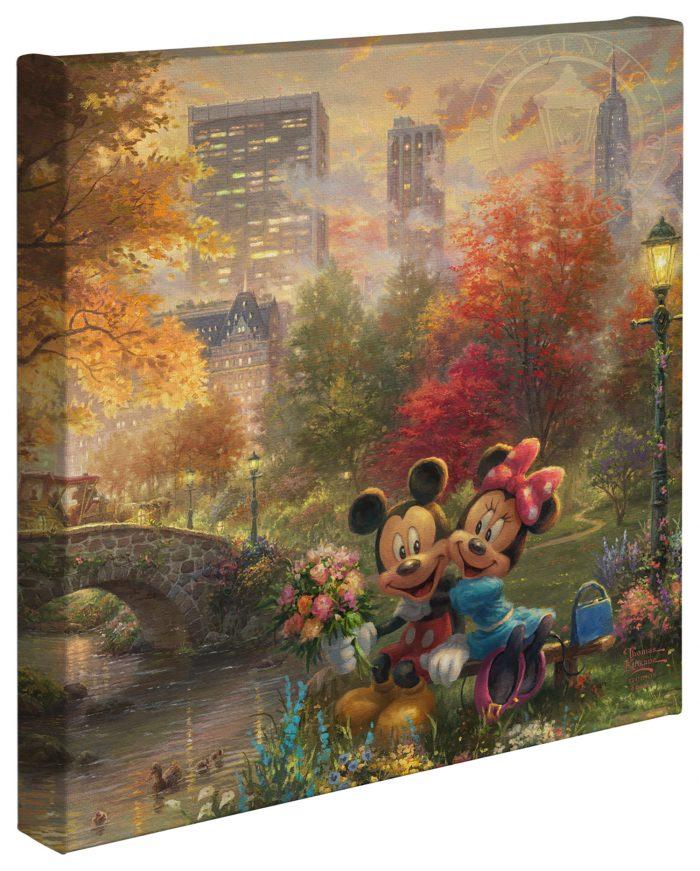 Thomas Kinkade Studios - Disney Mickey and Minnie - Sweetheart Central Park - 14 x 14 Gallery Wrapped Canvas