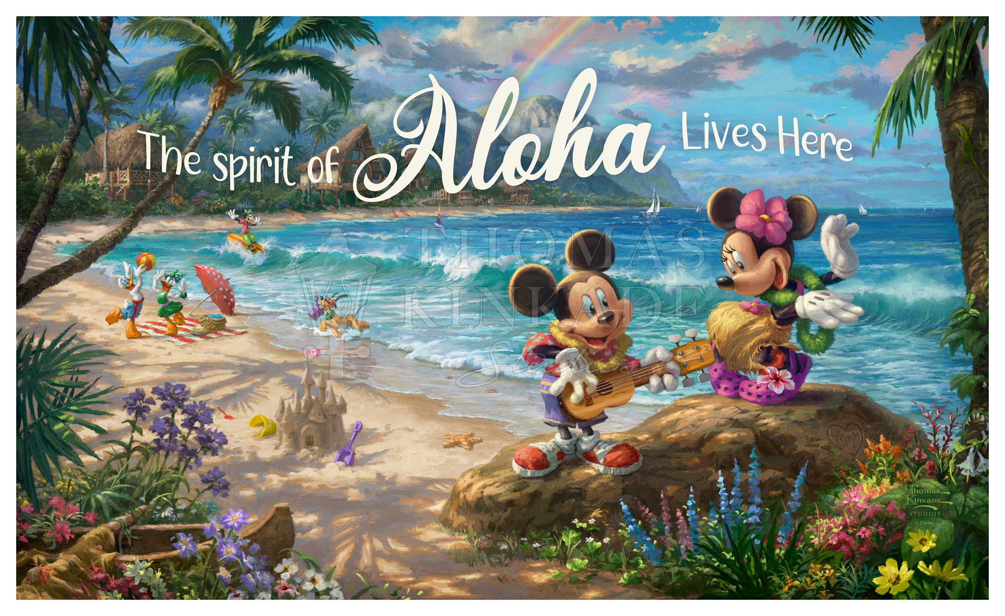 Mickey Mouse, Minnie Mouse, Donald Duck, Goofy, and Pluto as they set out on a Hawaiian Island getaway. Wood Signs