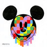 Mickey's multi colored face begins to drip.