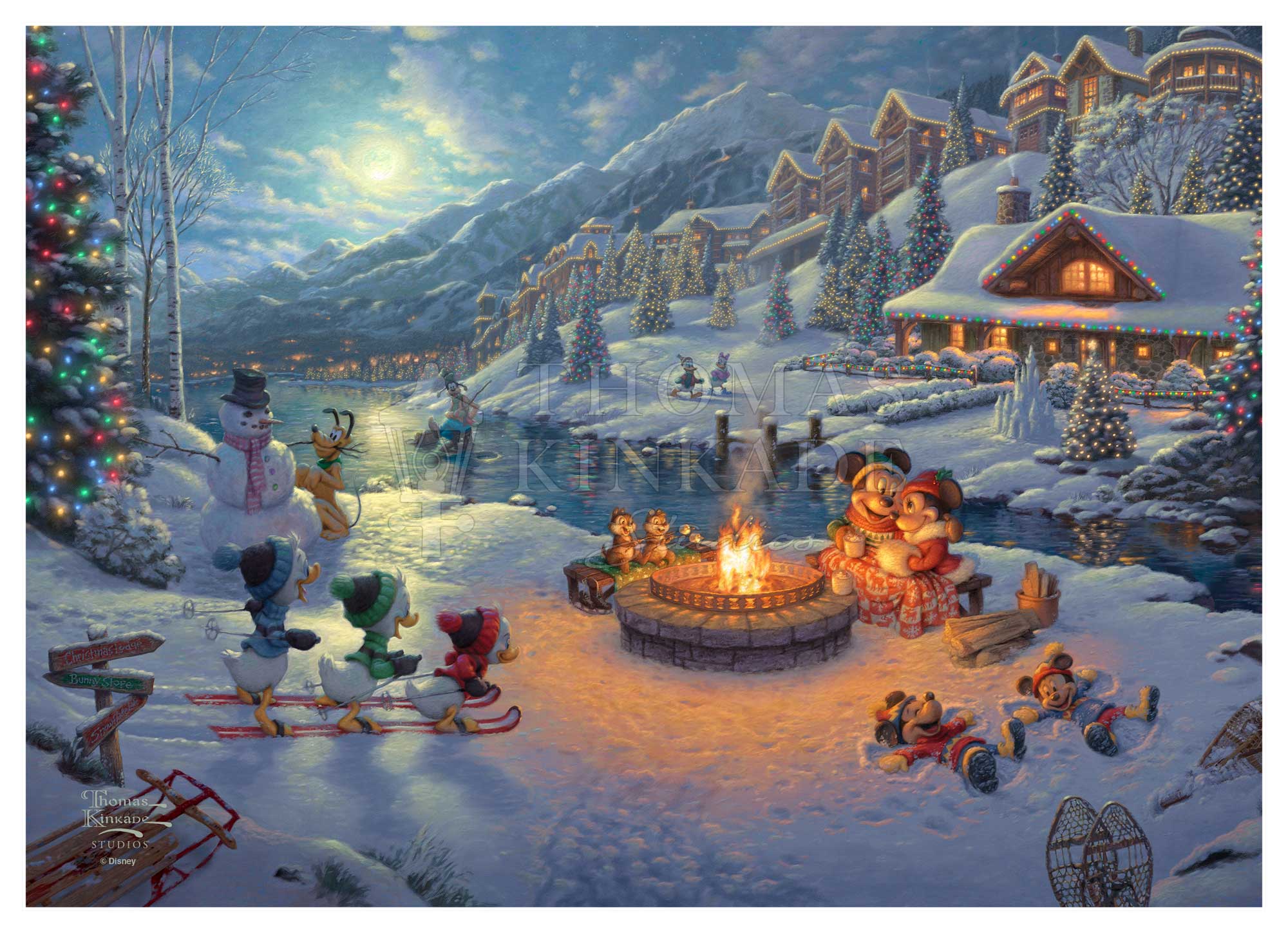 Mickey and Minnie Christmas Lodge - Canvas Unframed 