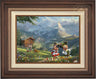 Mickey, Minnie, and Daisy dressed in the traditional Swiss attire, at a distance near the log cabin Donald, Daisy and Pluto have found a new friend. Dark Walnut Frame