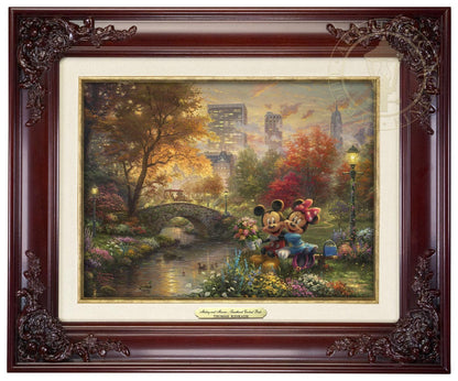 As Mickey Mouse hands Minnie Mouse a beautiful bouquet, a thankful Minnie throws her arms around Mickey’s neck - Brandy Frame