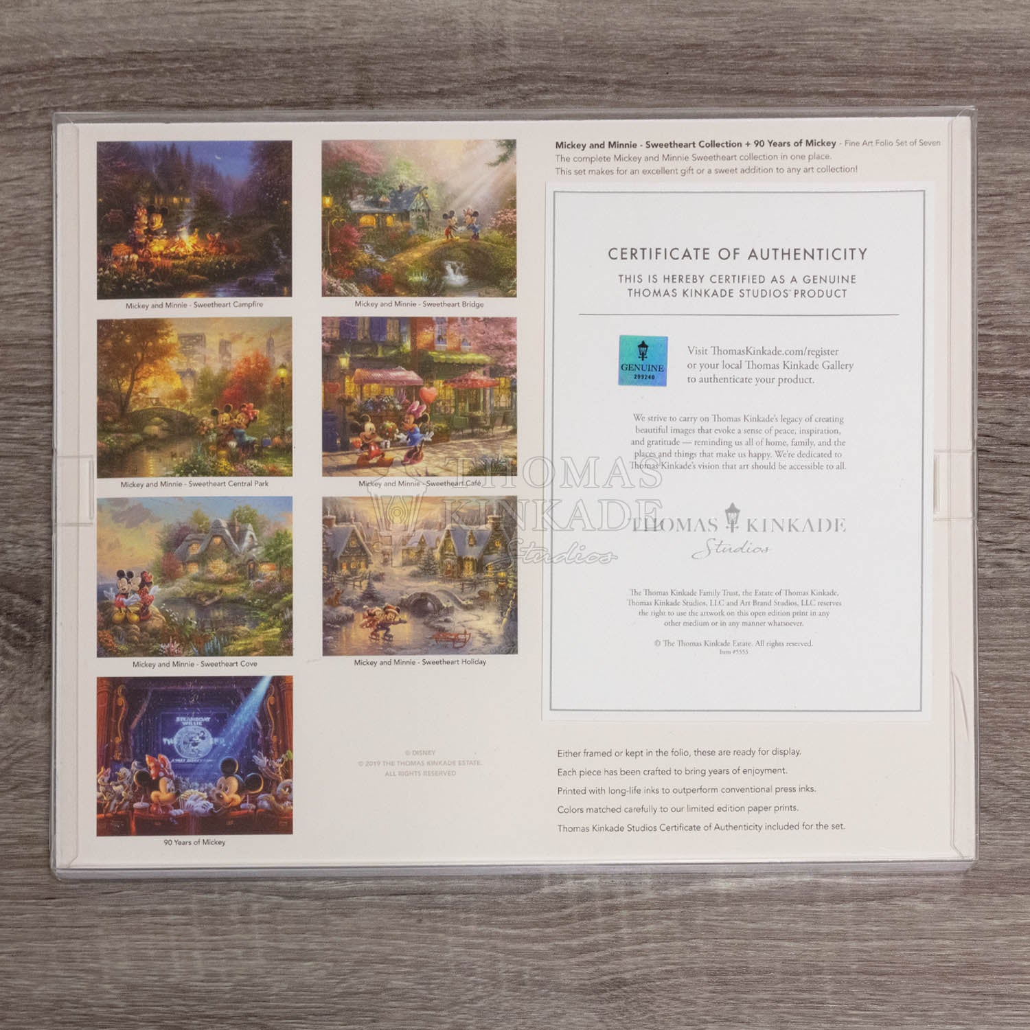 Fine Art Folio Set of Seven - Sweetheart Collection, plus 90 Years of Mickey. This set makes for an excellent gift or a sweet addition to any art collection.