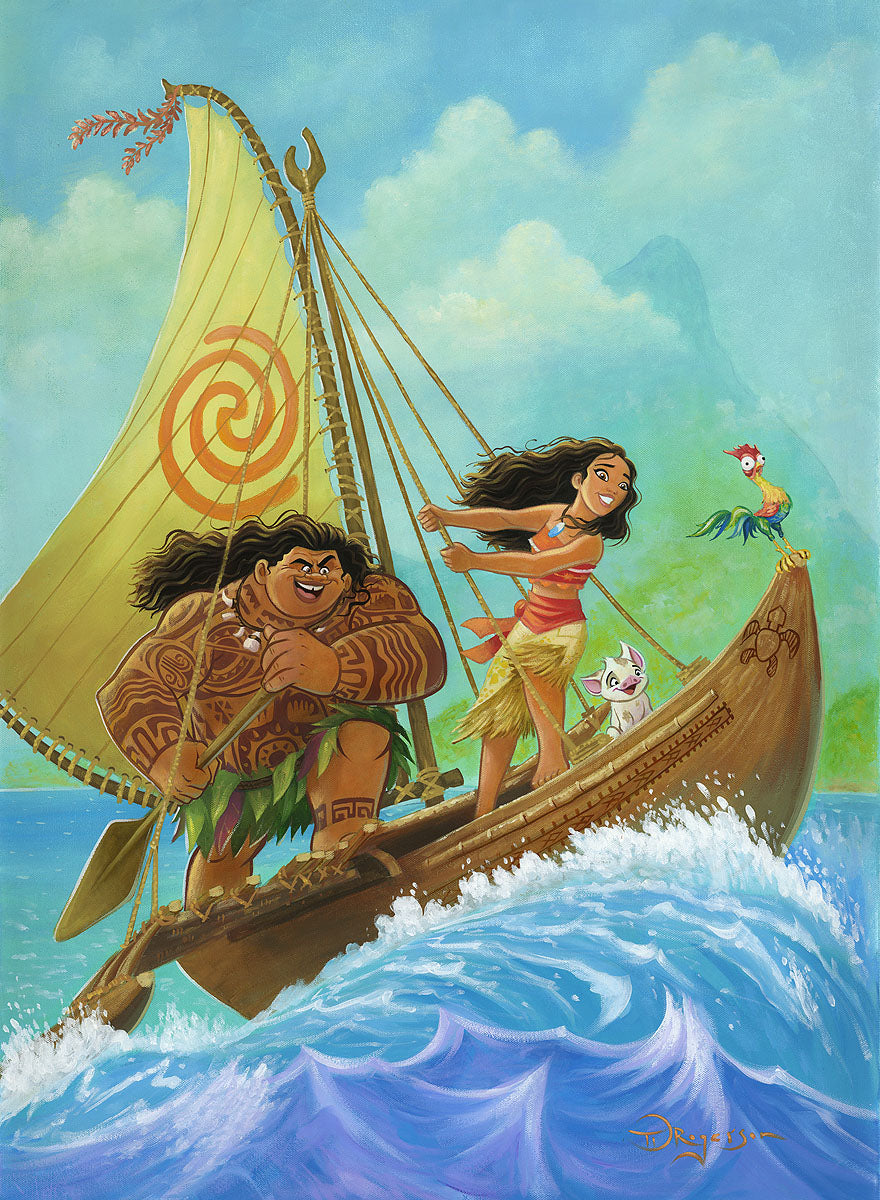 Moana, sets sail in search of Maui, with a legendary demigod,