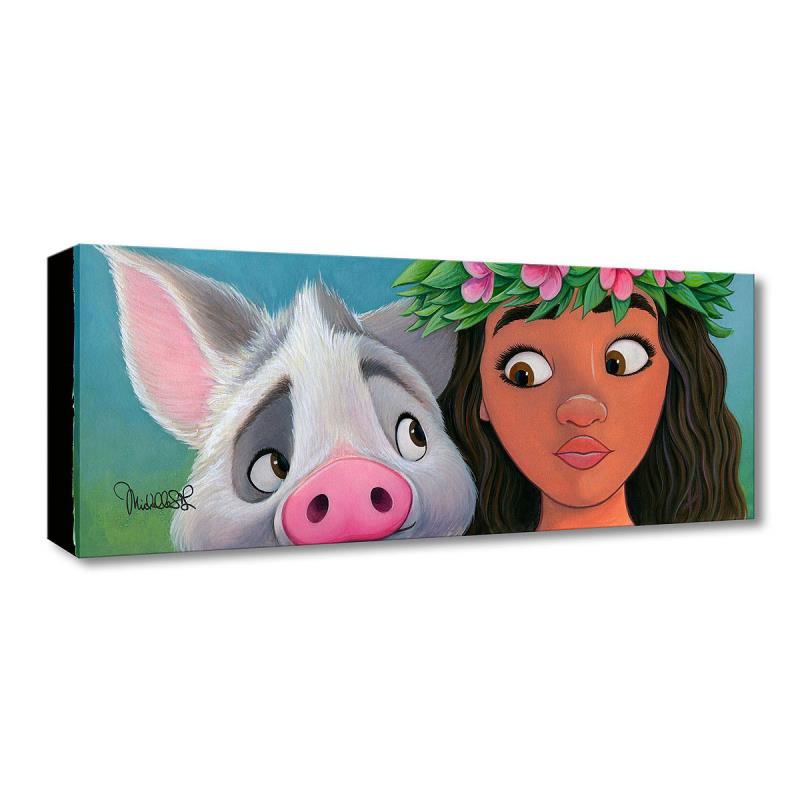 Moana, is featured when her new found friend, a cuddly sweet pig named Pua. 