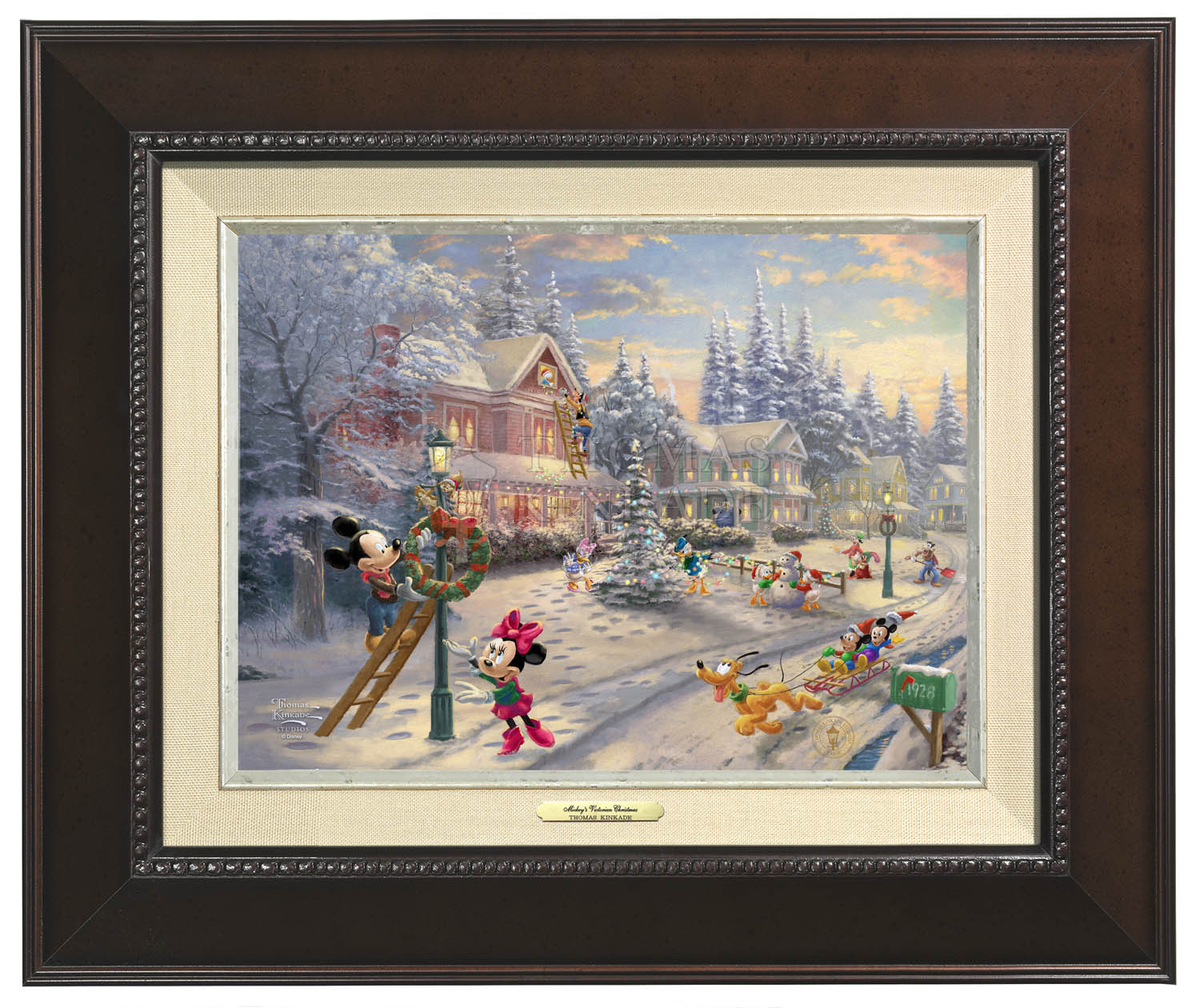 Mickey and all his friends preparing for their favorite time of the year. Espresso  Frame