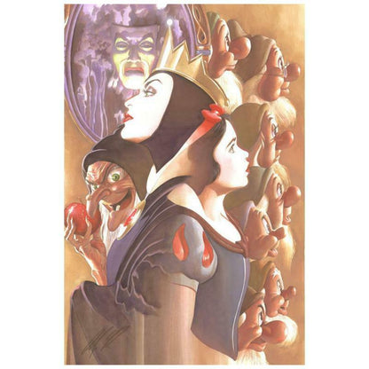 Once There Was a Princess by Alex Ross  A portrait collage of Snow White, the Evil Queen, the old Hag, and the Seven Dwarfs. - Canvas