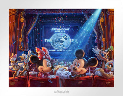 Mickey, Minnie, and friends are celebrating 90 years of memories at the movie theater - unframed paper