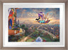 Aladdin and Jasmine soar above Agrabah and the neighboring kingdom on a magic carpet ride, as the Sultan of Agrabah (her father) and her overprotective pet tiger Rajah watch - Space Gray Frame