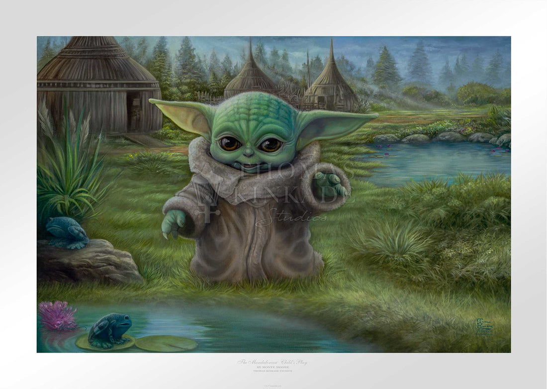 The Child plays by the pond. Inspired by Star Wars Movies Series The Mandalorian. 