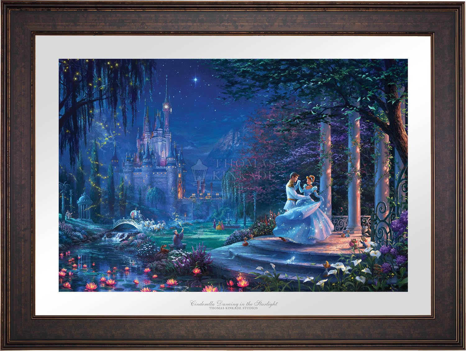 Cinderella's dreams have come true under the starlight Cinderella is in the arms of her prince - Gallery Bronze Frame
