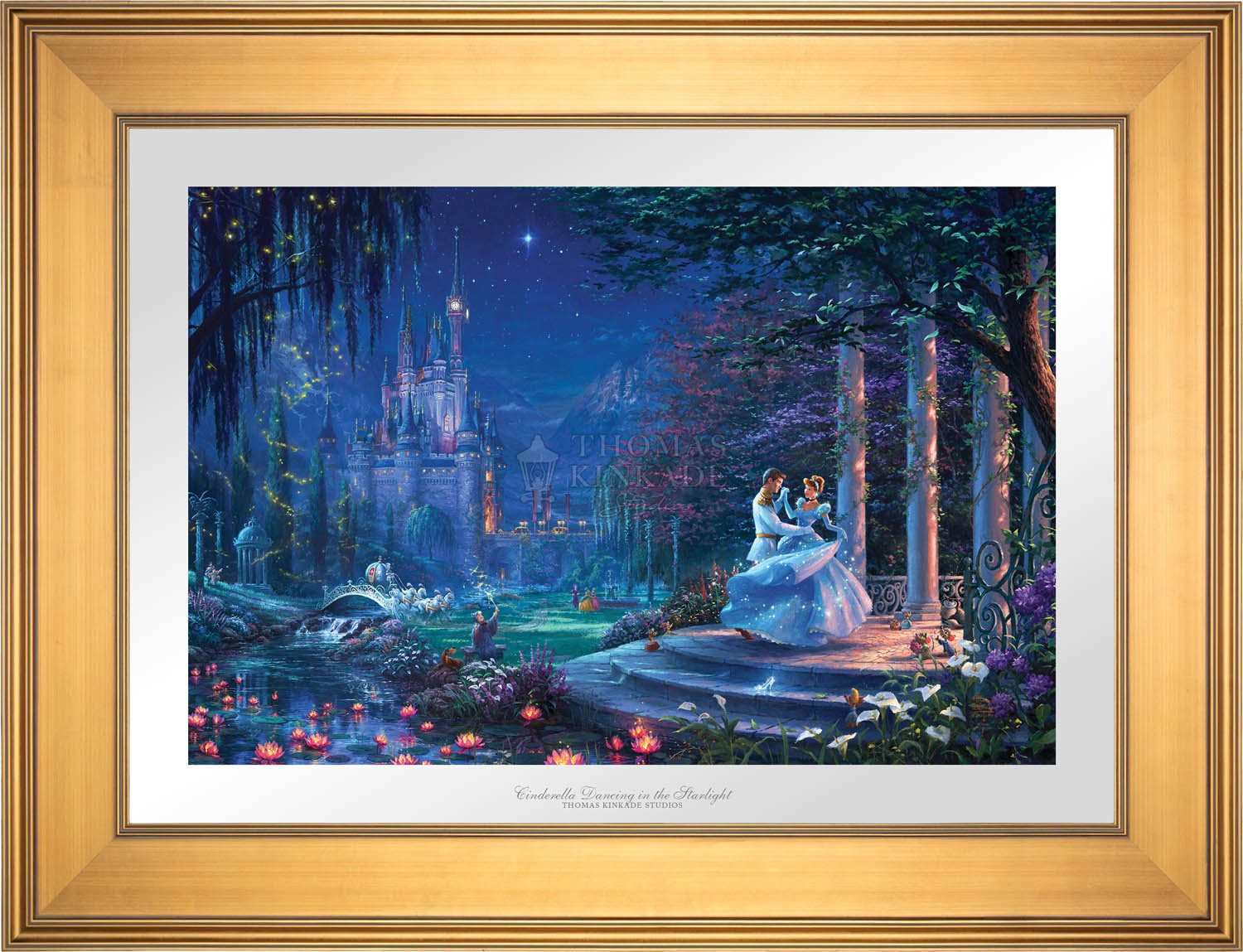 Cinderella's dreams have come true under the starlight Cinderella is in the arms of her prince - Gallery Gold Frame