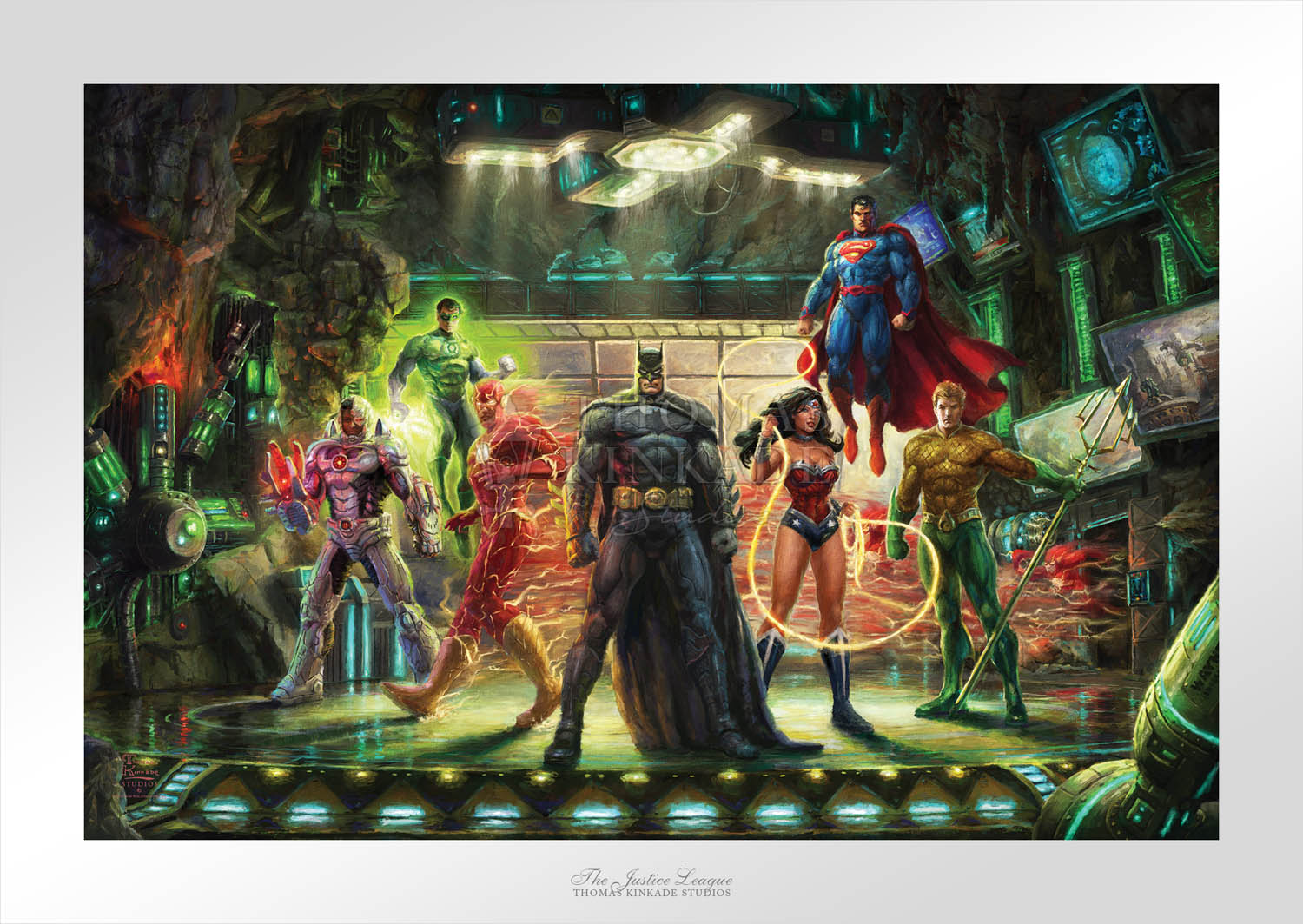 The Superheros gather inside their legendary Secret Sanctuary, standing poised and ready to protect the world from anything and anyone that threatens its safety. Unframed Paper