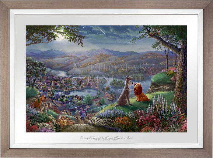 Lady and the Tramp displaying their love by making their prints in a heart - displayed in Space Gray Frame