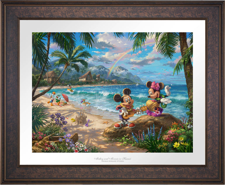 Mickey and Minnie in Hawaii - Limited Edition Paper By Thomas Kinkade ...