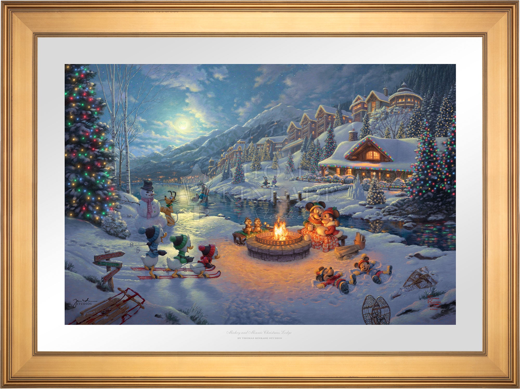 Mickey and Minnie Christmas Lodge - Limited Edition Paper By Thomas Kinkade  Studios – Disney Art On Main Street