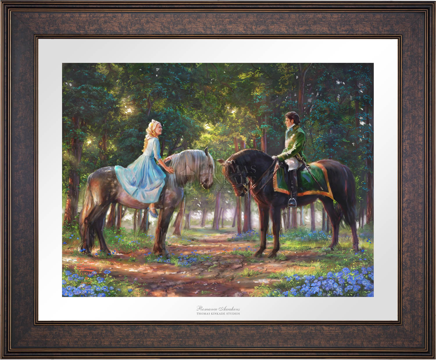 Cinderella-Ella meets &quot;The Prince&quot; for the first time. The two happen to meet in the forest as The Prince is on a stag hunt, and Ella is on a ride of her own. - Bronze Frame