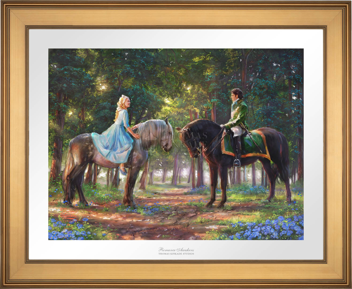 Cinderella-Ella meets "The Prince" for the first time. The two happen to meet in the forest as The Prince is on a stag hunt, and Ella is on a ride of her own - Gold Frame.