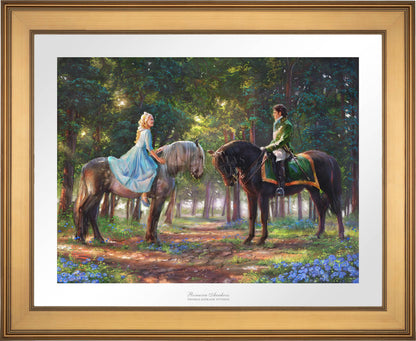 Cinderella-Ella meets &quot;The Prince&quot; for the first time. The two happen to meet in the forest as The Prince is on a stag hunt, and Ella is on a ride of her own - Gold Frame.