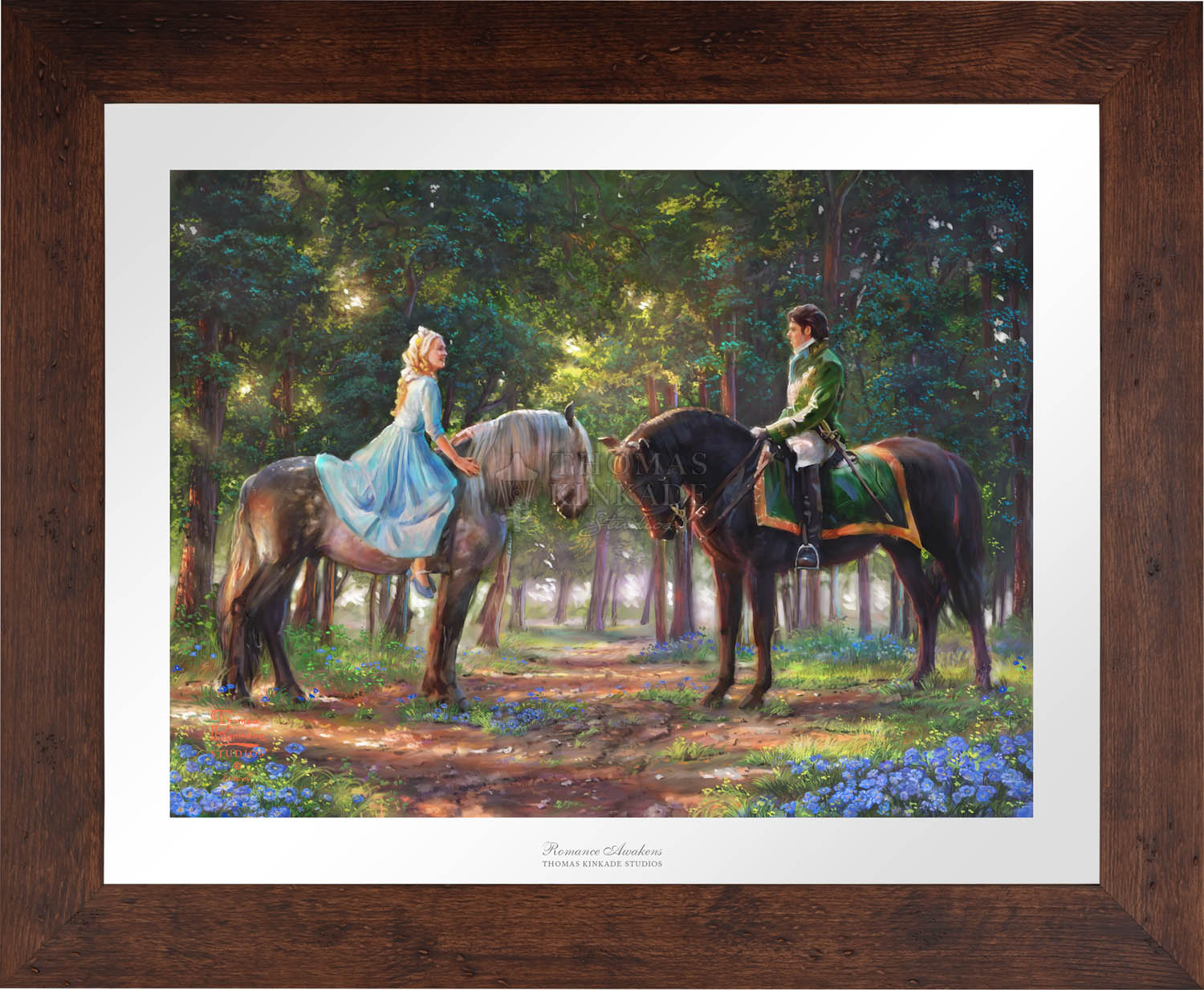 Cinderella-Ella meets "The Prince" for the first time. The two happen to meet in the forest as The Prince is on a stag hunt, and Ella is on a ride of her own. - Wildwood Frame