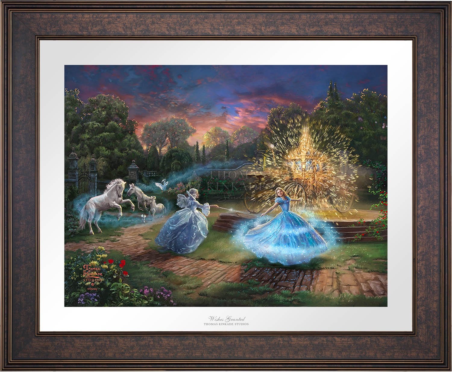 Wishes Granted features Cinderella's enchanted transformation with the help of her Fairy Godmother- Bronze Frame