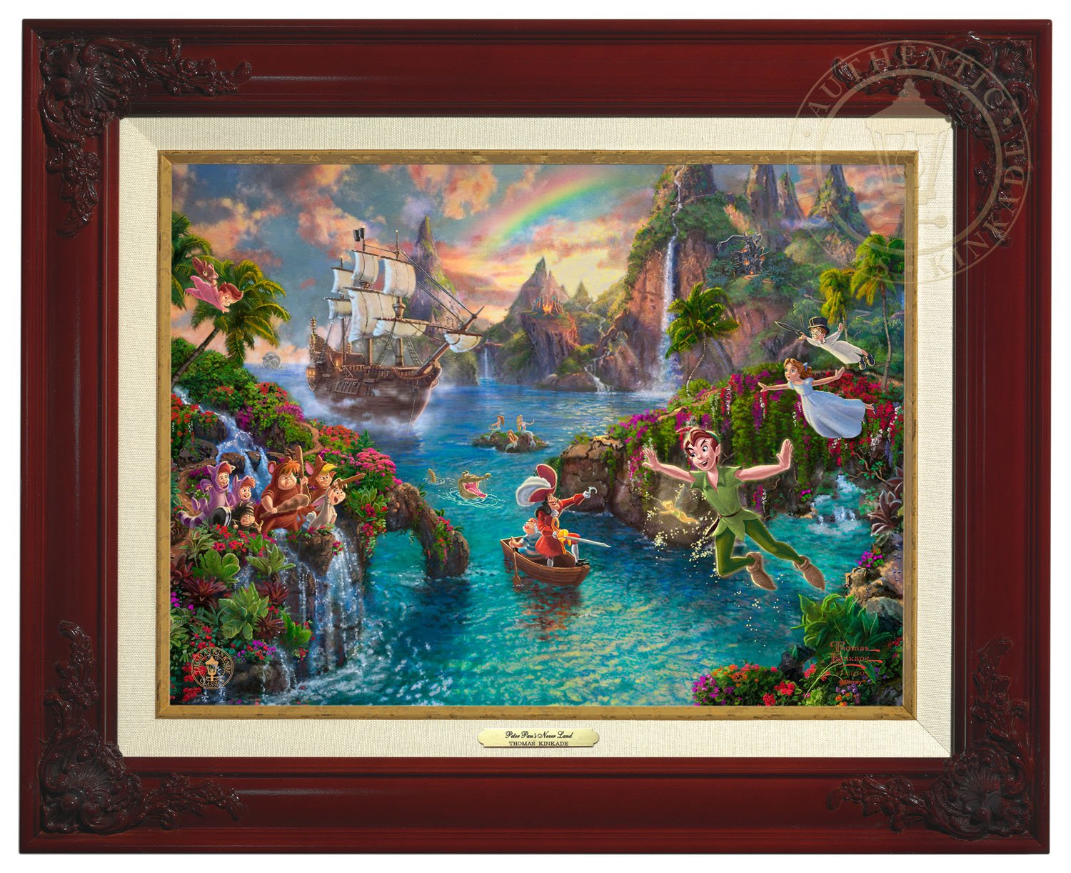 Peter battling his nemesis Captain Hook, with the help of Wendy, Michael, John, The Lost Boys, and his beloved pal Tinker Bell - Brandy Frame