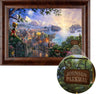 Pinocchio stands upon a hillside overlooking the setting of his adventures.  Rustic Burl  - Frame