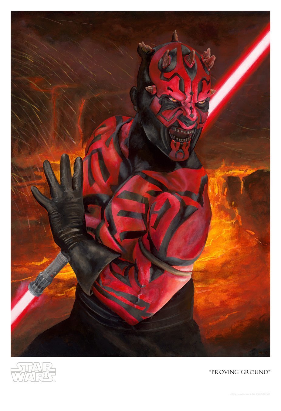 Portrait of Darth Maul with double-bladed lightsaber in hand - Paper